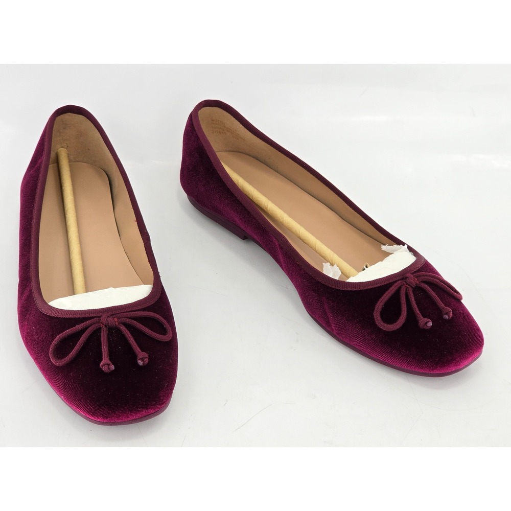 Cole Haan Ballet Flats Womens 9.5B Burgundy Velvet Bow W31351 - Excellent